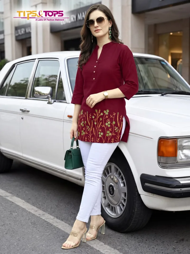Polo 201 To 206 By Tips And Tops Rayon Embroidery Ladies Top 